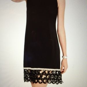 Black Sheath Dress with Embellished Hem Women Med
